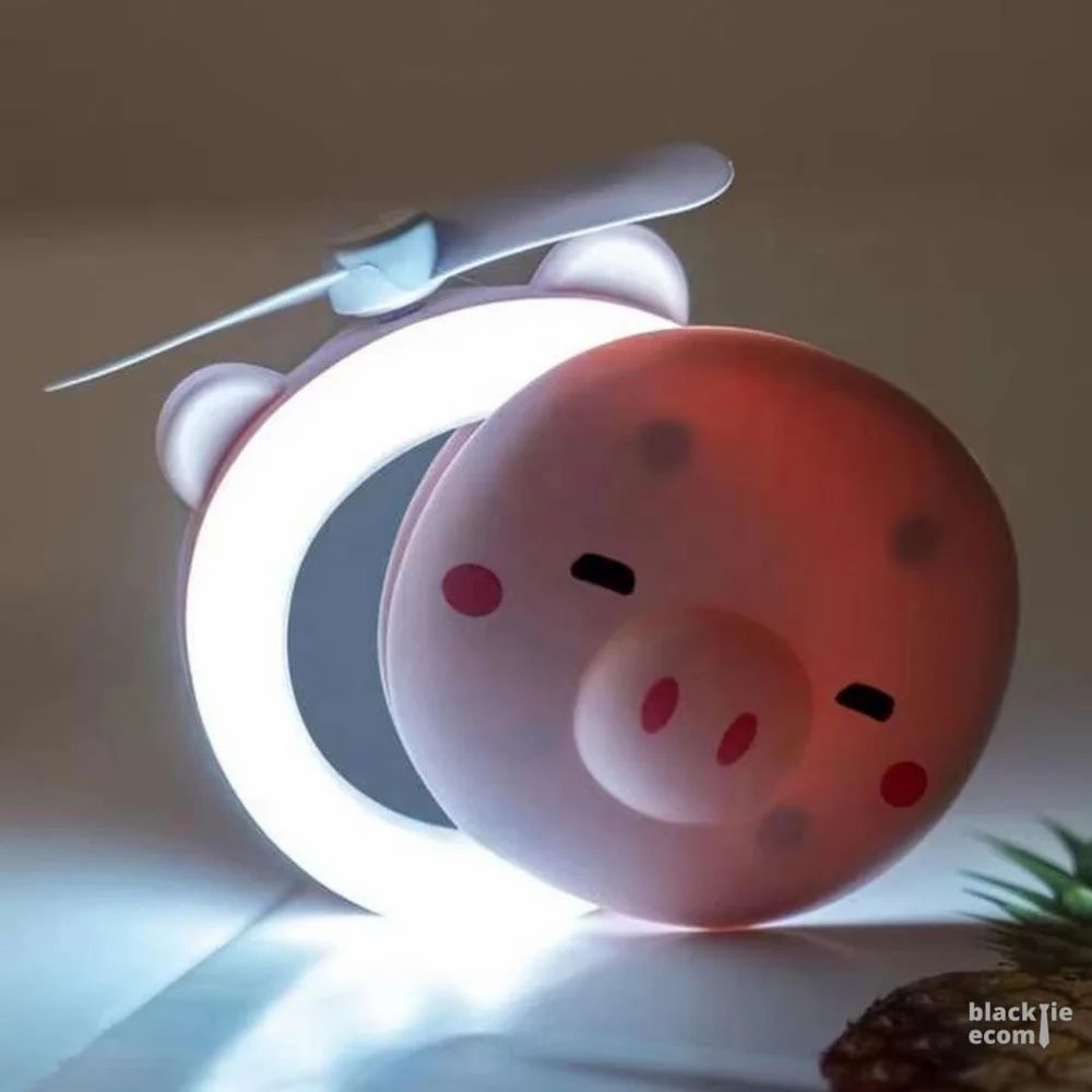 Cute Piggy Pocket LED Lights Mirror