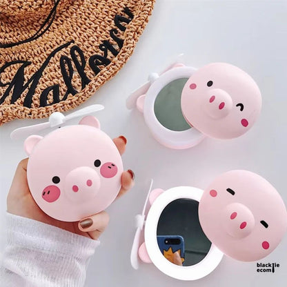 Cute Piggy Pocket LED Lights Mirror